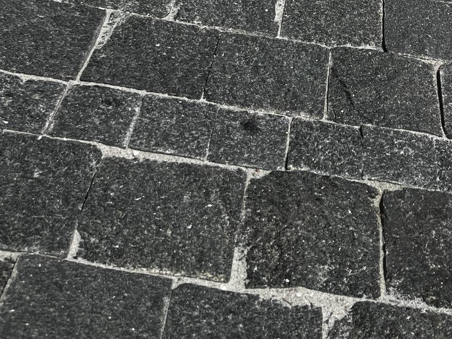 Split labradorite setts, paving pattern close up